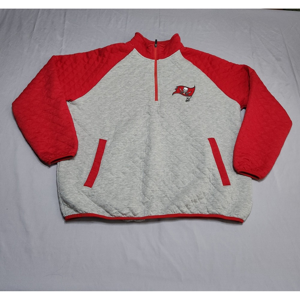 Tampa Bay Buccaneers NFL Quilted Half Zip Pullover Jacket Red Gray Mens XL
